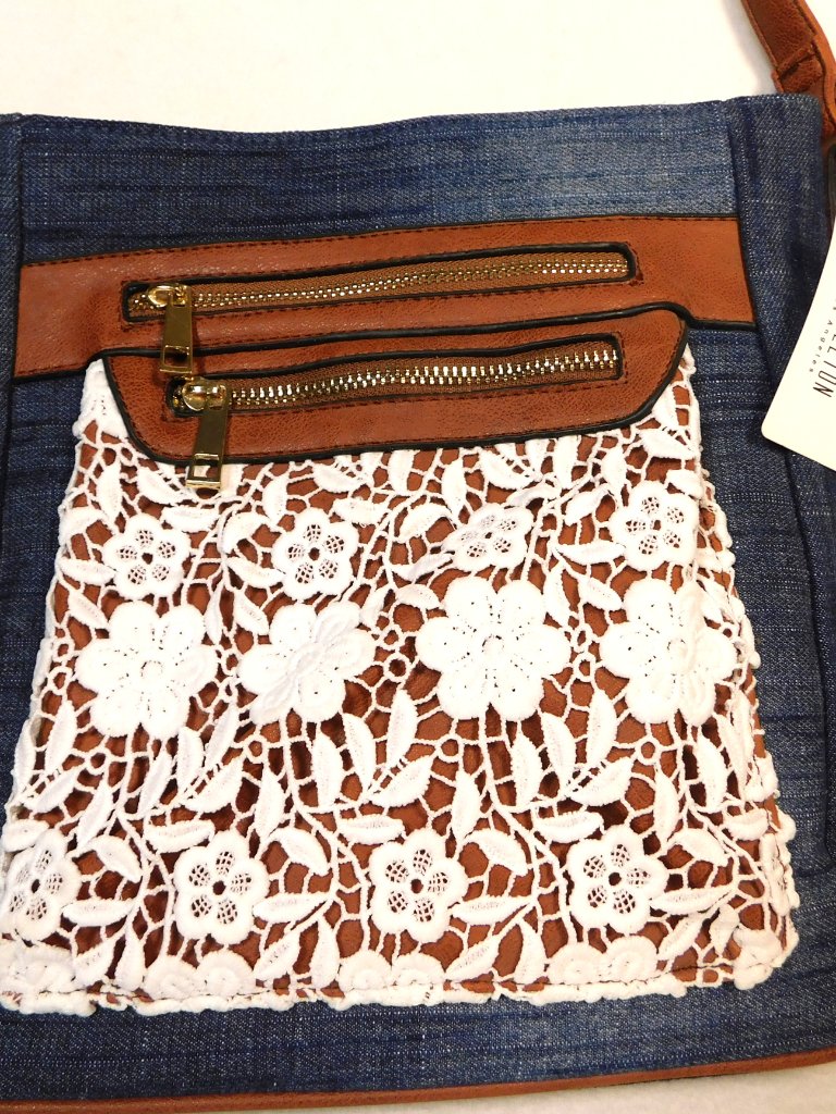 Scarleton Los Angeles Blue Denim/White Lace Crossbody Bag Blue Denim H174007 Nwt — image 2 of 8